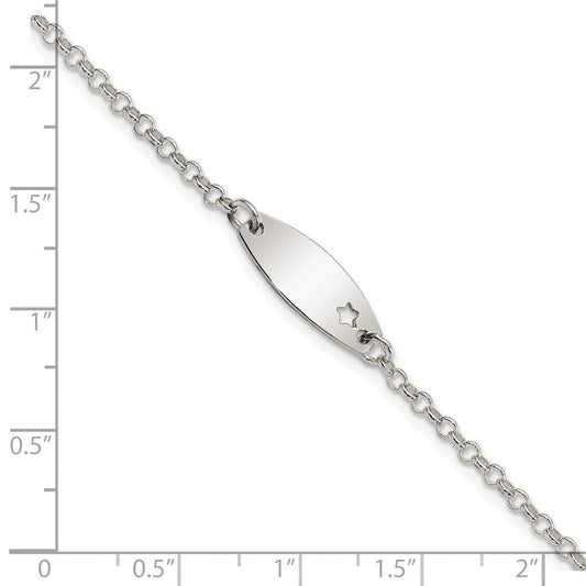 Sterling Silver Childrens Polished ID with Star Bracelet QID230-5.5