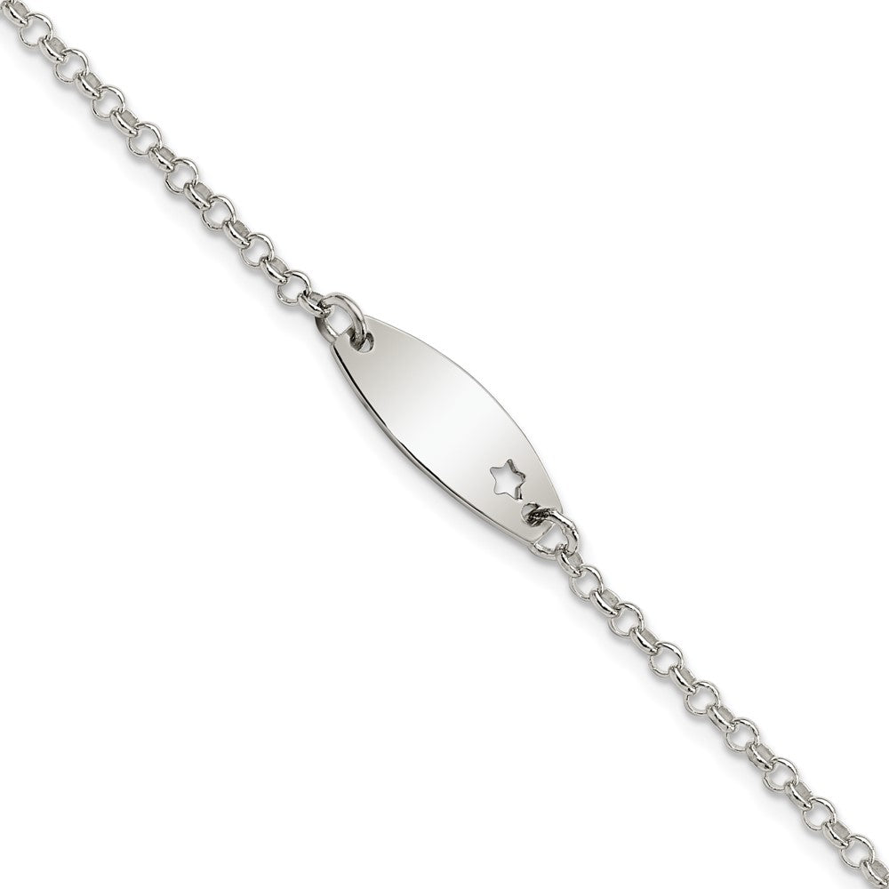 Sterling Silver Childrens Polished ID with Star Bracelet QID230-5.5