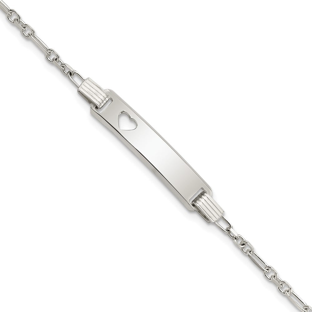 Sterling Silver Polished Childrens ID with Heart Bracelet QID231-5.5