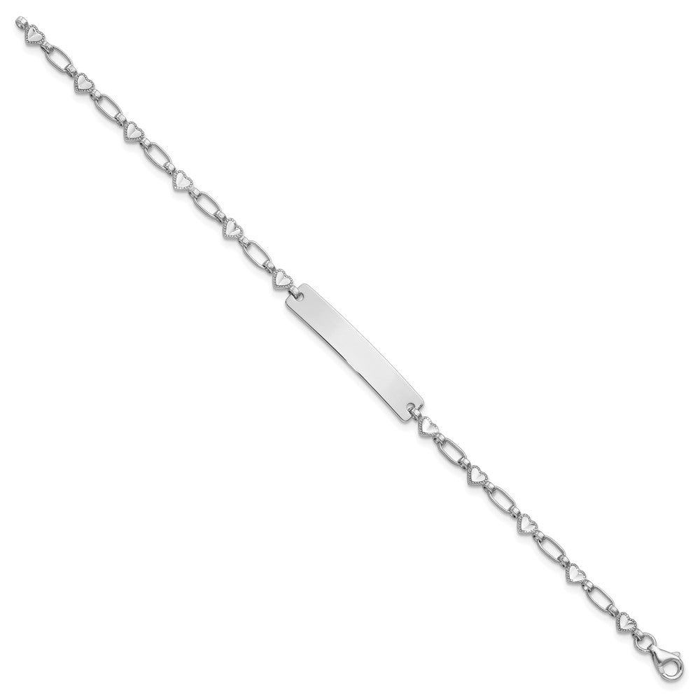 Sterling Silver Rhodium-plated 6.5 inch Hearts Children's ID Bracelet QID246-6.5