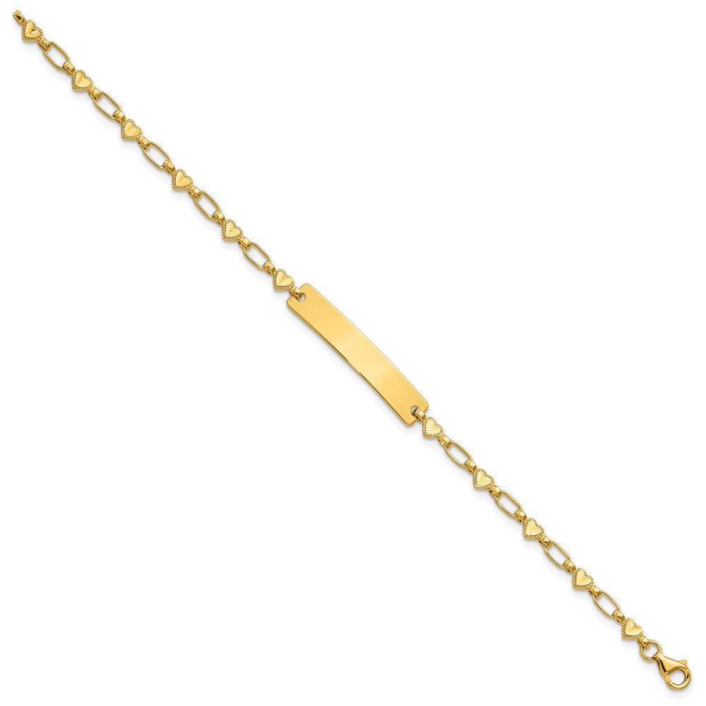 Sterling Silver Gold-tone 6.5 inch Hearts Children's ID Bracelet QID246GP-6.5