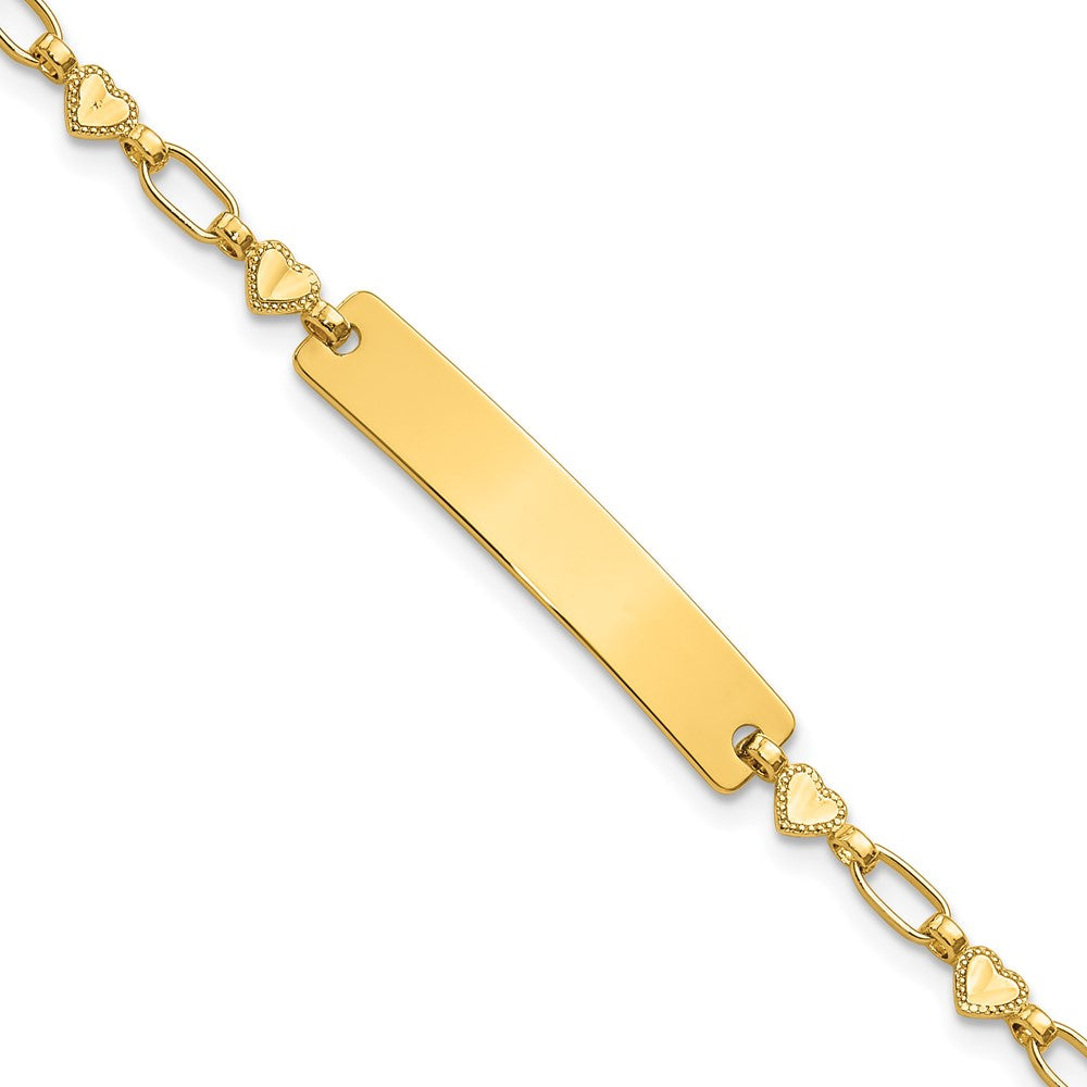 Sterling Silver Gold-tone 6.5 inch Hearts Children's ID Bracelet QID246GP-6.5