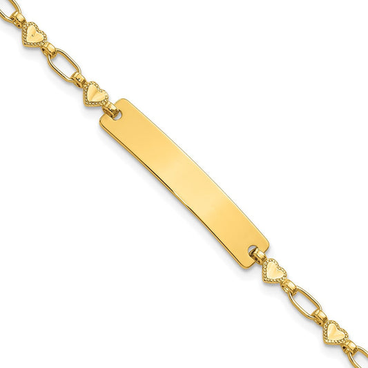 Sterling Silver Gold-tone 6.5 inch Hearts Children's ID Bracelet QID246GP-6.5