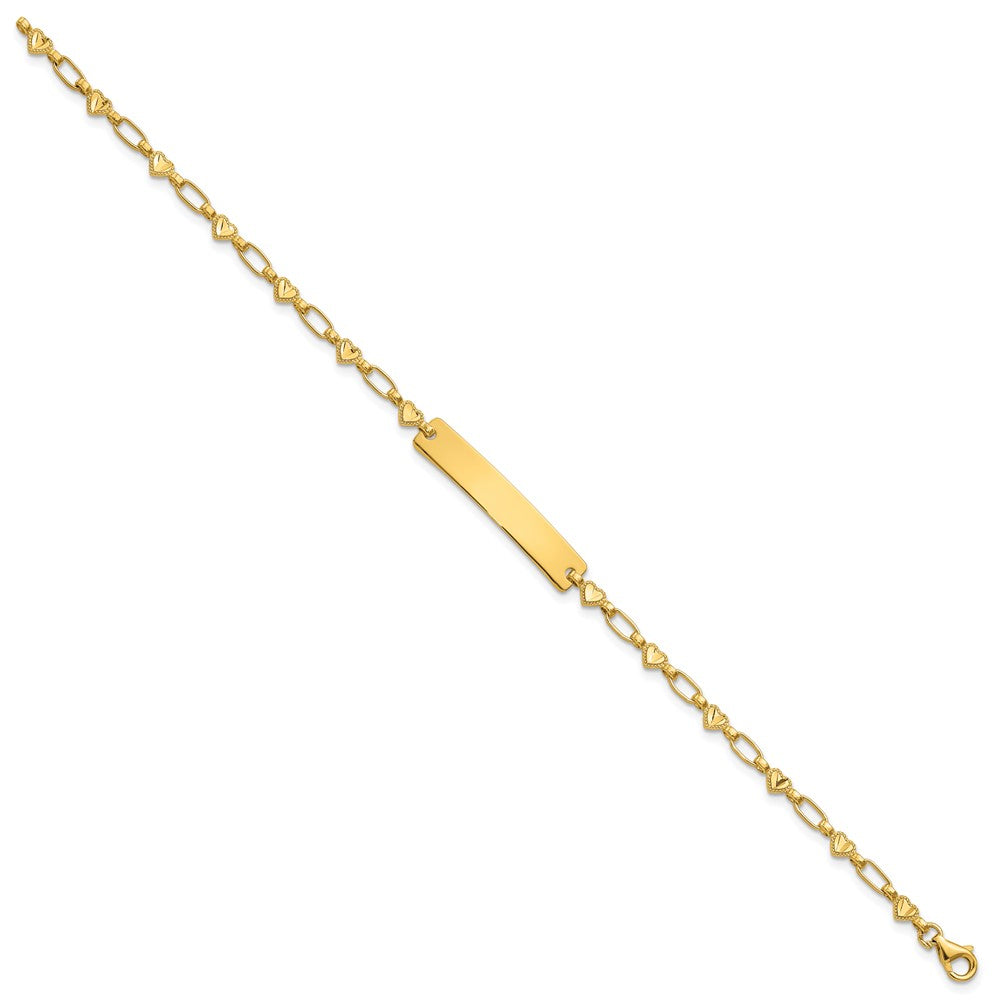Sterling Silver Gold-tone 7.5 inch Hearts ID Bracelet QID246GP-7.5