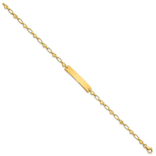 Sterling Silver Gold-tone 7.5 inch Hearts ID Bracelet QID246GP-7.5