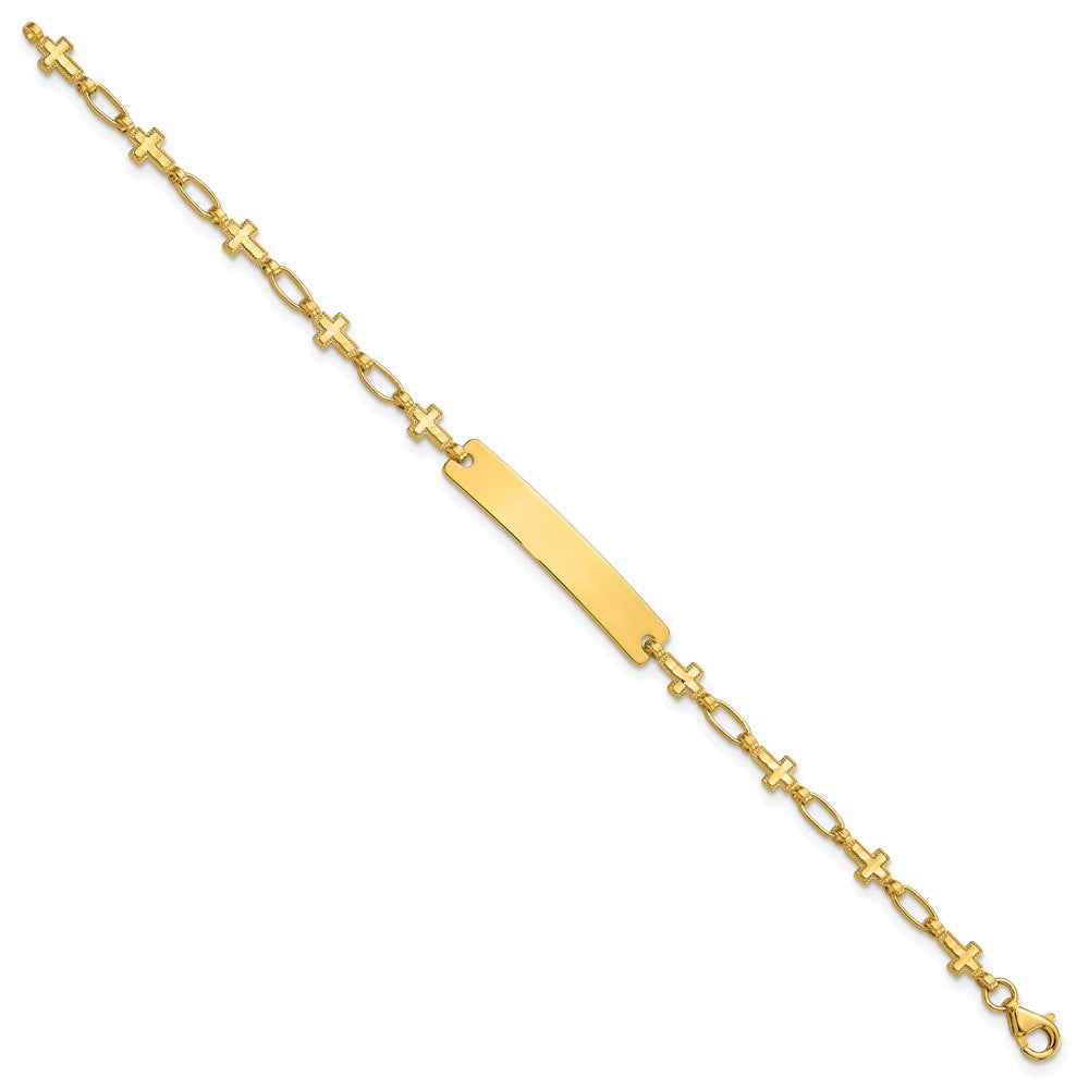 Sterling Silver Gold-tone 6.25 inch Cross Children's ID Bracelet QID247GP-6.25
