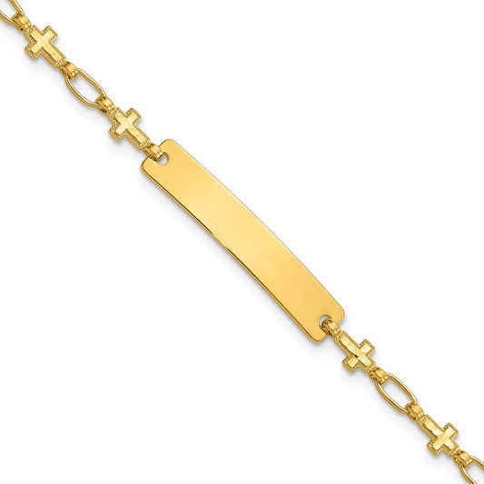 Sterling Silver Gold-tone 6.25 inch Cross Children's ID Bracelet QID247GP-6.25