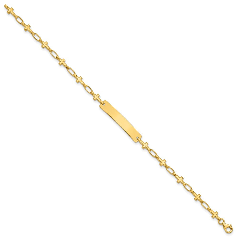 Sterling Silver Gold-tone 7.5 inch Cross ID Bracelet QID247GP-7.5