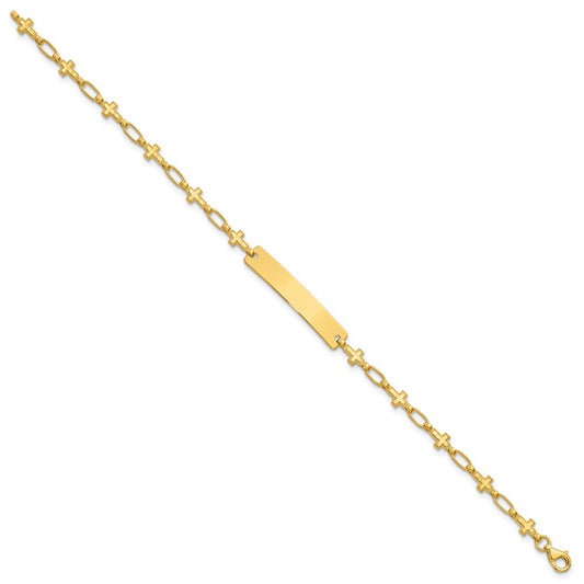 Sterling Silver Gold-tone 7.5 inch Cross ID Bracelet QID247GP-7.5