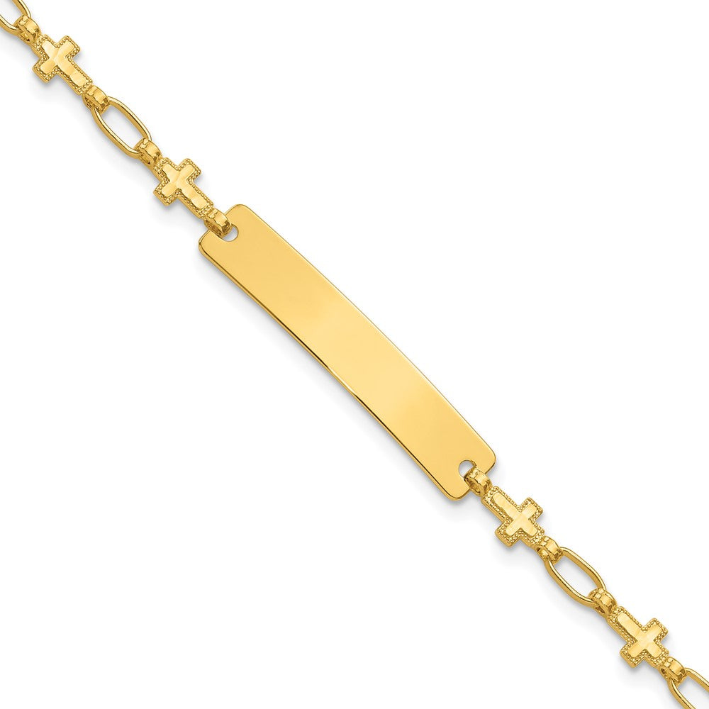 Sterling Silver Gold-tone 7.5 inch Cross ID Bracelet QID247GP-7.5