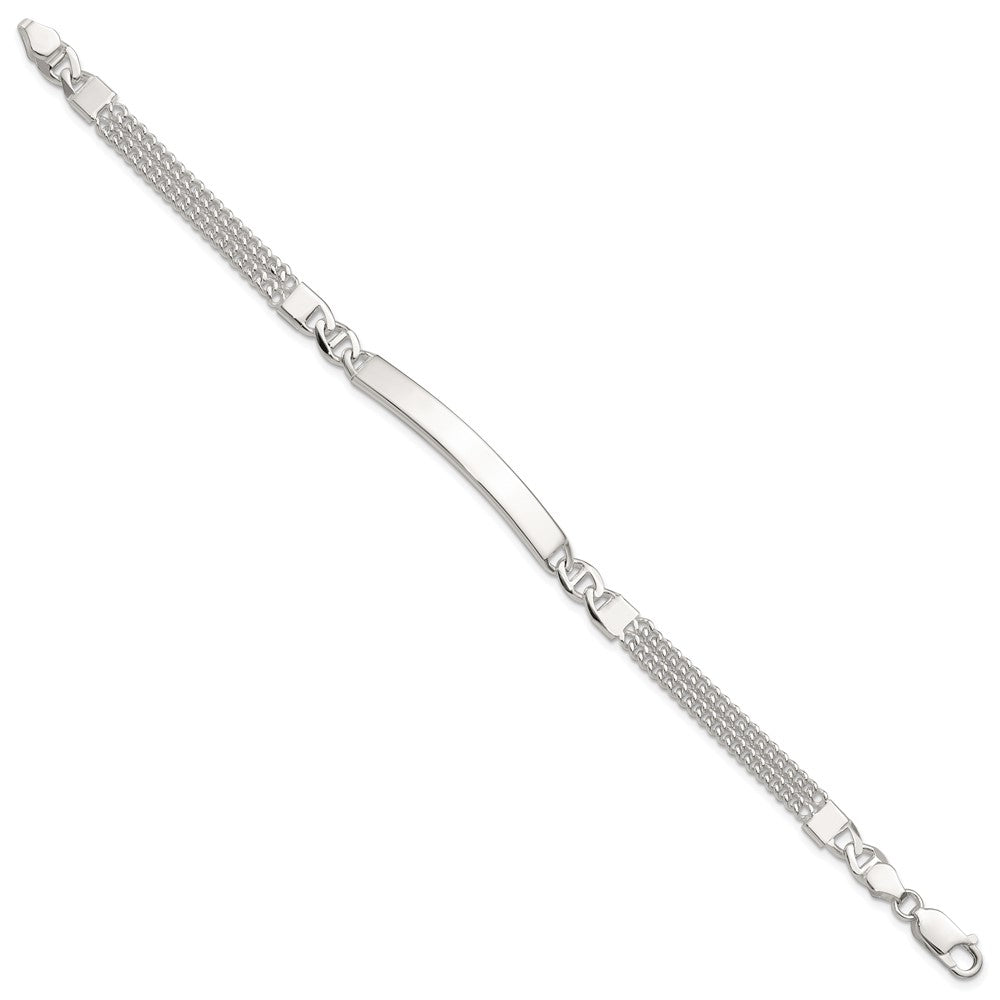 Sterling Silver Double Strand Curb Link 8in ID Bracelet QID249-8