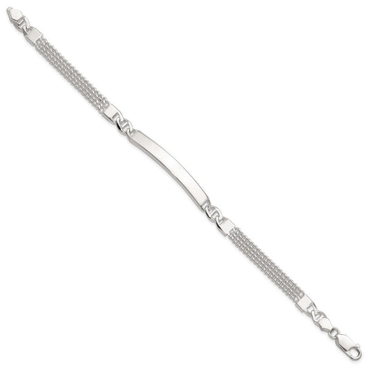 Sterling Silver Double Strand Curb Link 8in ID Bracelet QID249-8