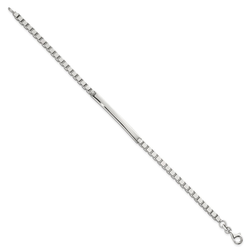 Sterling Silver Polished 3.7mm Box Chain 8 Inch ID Bar Mens Bracelet QID258-8