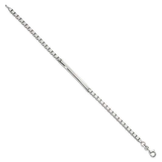 Sterling Silver Polished 3.7mm Box Chain 8 Inch ID Bar Mens Bracelet QID258-8