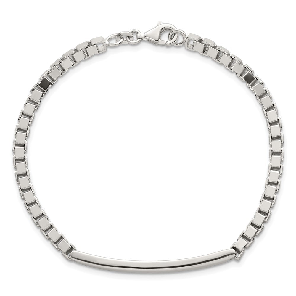 Sterling Silver Polished 3.7mm Box Chain 8 Inch ID Bar Mens Bracelet QID258-8
