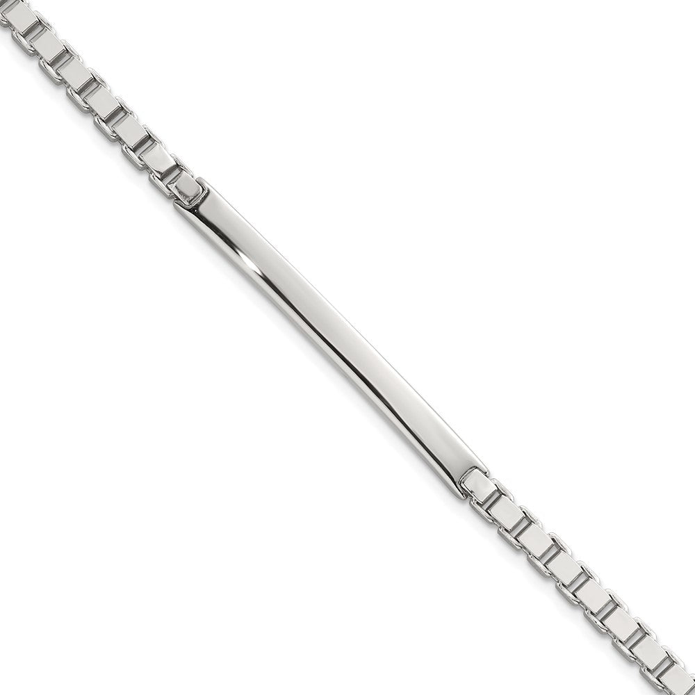 Sterling Silver Polished 3.7mm Box Chain 8 Inch ID Bar Mens Bracelet QID258-8
