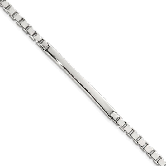 Sterling Silver Polished 3.7mm Box Chain 8 Inch ID Bar Mens Bracelet QID258-8
