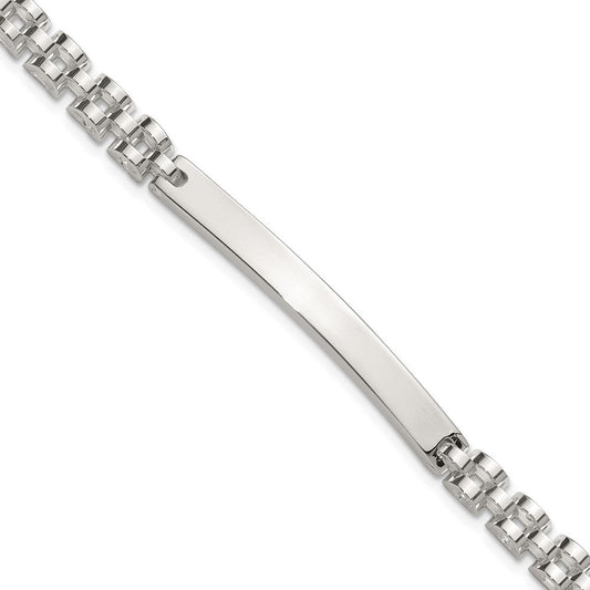Sterling Silver Polished 4.7mm Fancy Link 8 inch Mens ID Bracelet QID260-8