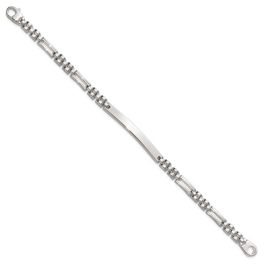 Sterling Silver Polished 4.7mm Fancy Link 7.5 inch ID Bracelet QID262-7.5