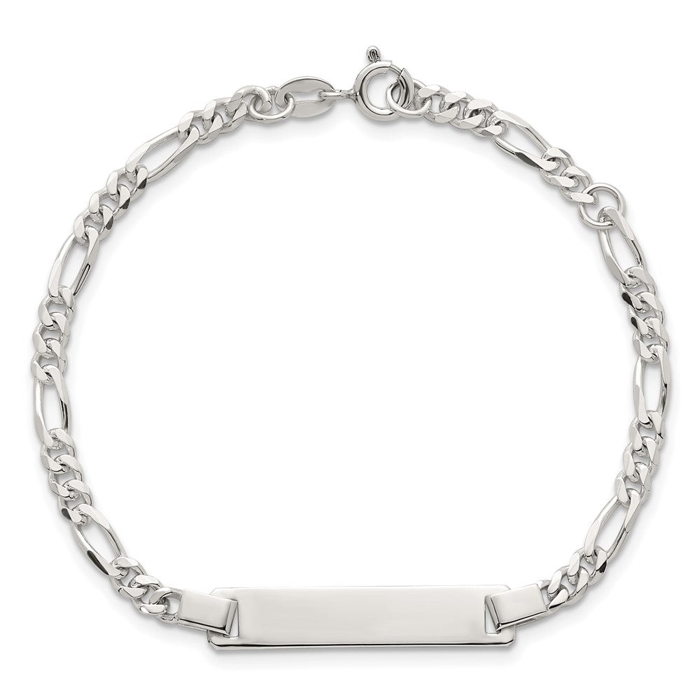 Sterling Silver Polished Figaro Link 6.25 inch with 1 inch Extension Childrens ID Bracelet QID272-6.25
