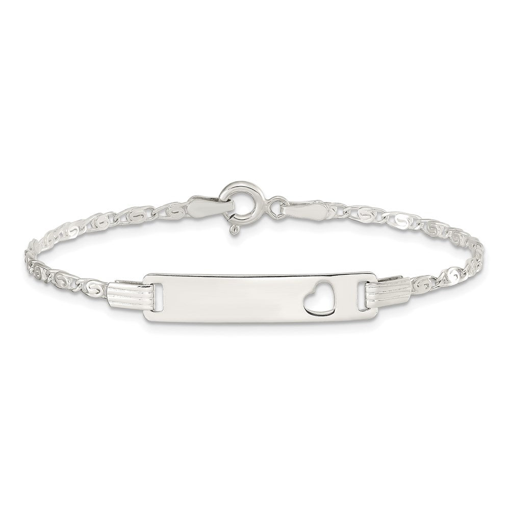 Sterling Silver Baby ID with Cut-out Heart Bracelet QID51