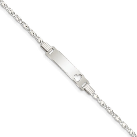 Sterling Silver Baby ID with Cut-out Heart Bracelet QID51-6