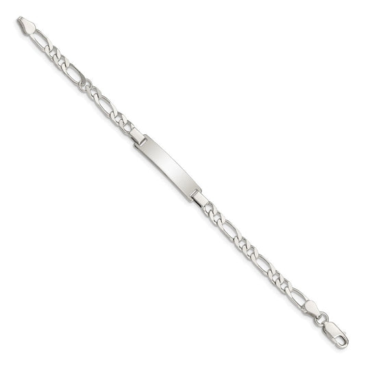 Sterling Silver Engraveable Childrens ID on Figaro Link Bracelet QID57-6