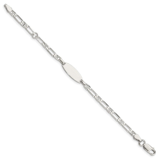 Sterling Silver Polished Engraveable 5in Plus 1in EXT Childrens ID Bracelet QID62-6