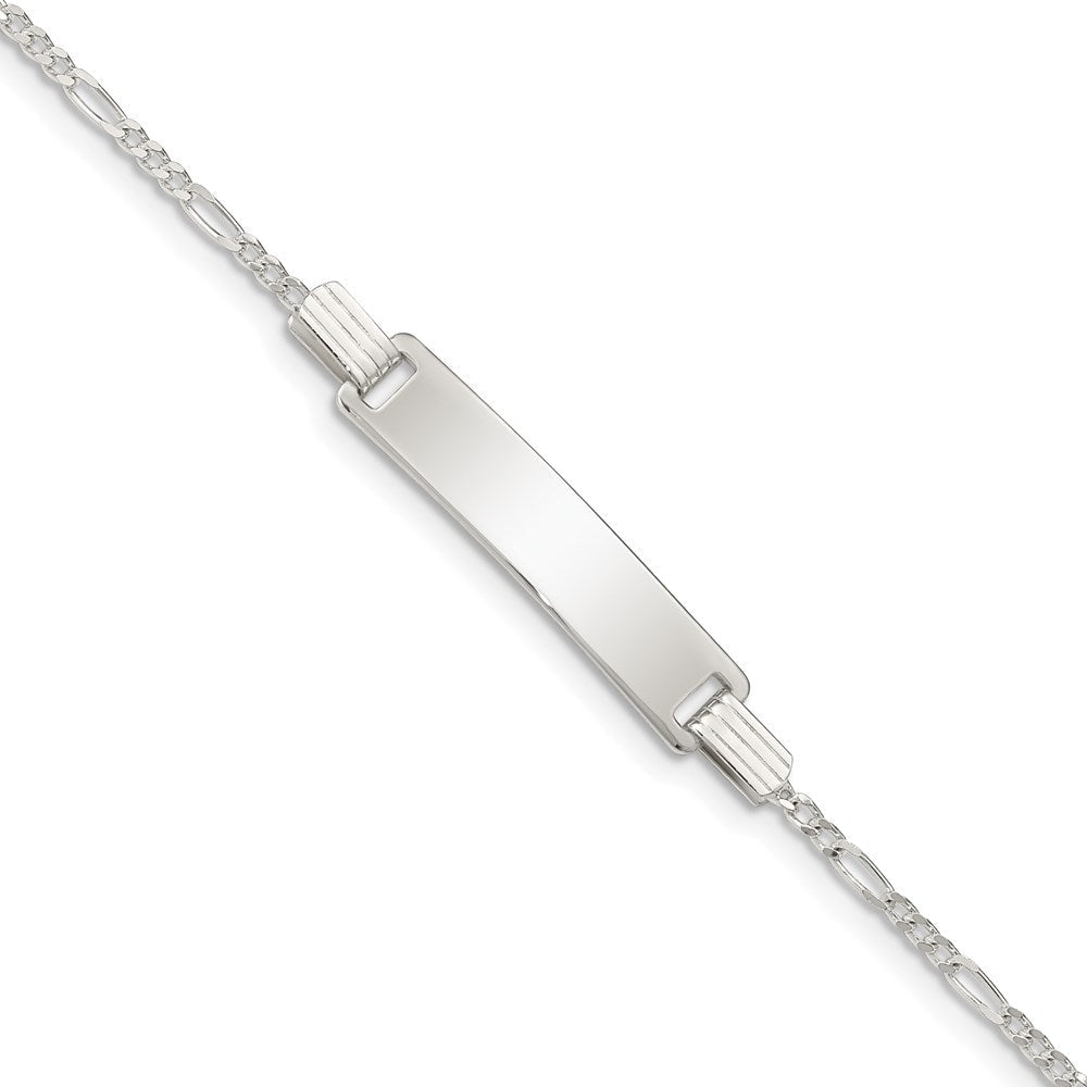 Sterling Silver Engraveable Childrens ID on Figaro Link Bracelet QID63-5.5