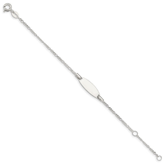 Sterling Silver Childrens 5in Plus 1in Ext ID Figaro Link Bracelet QID65-6