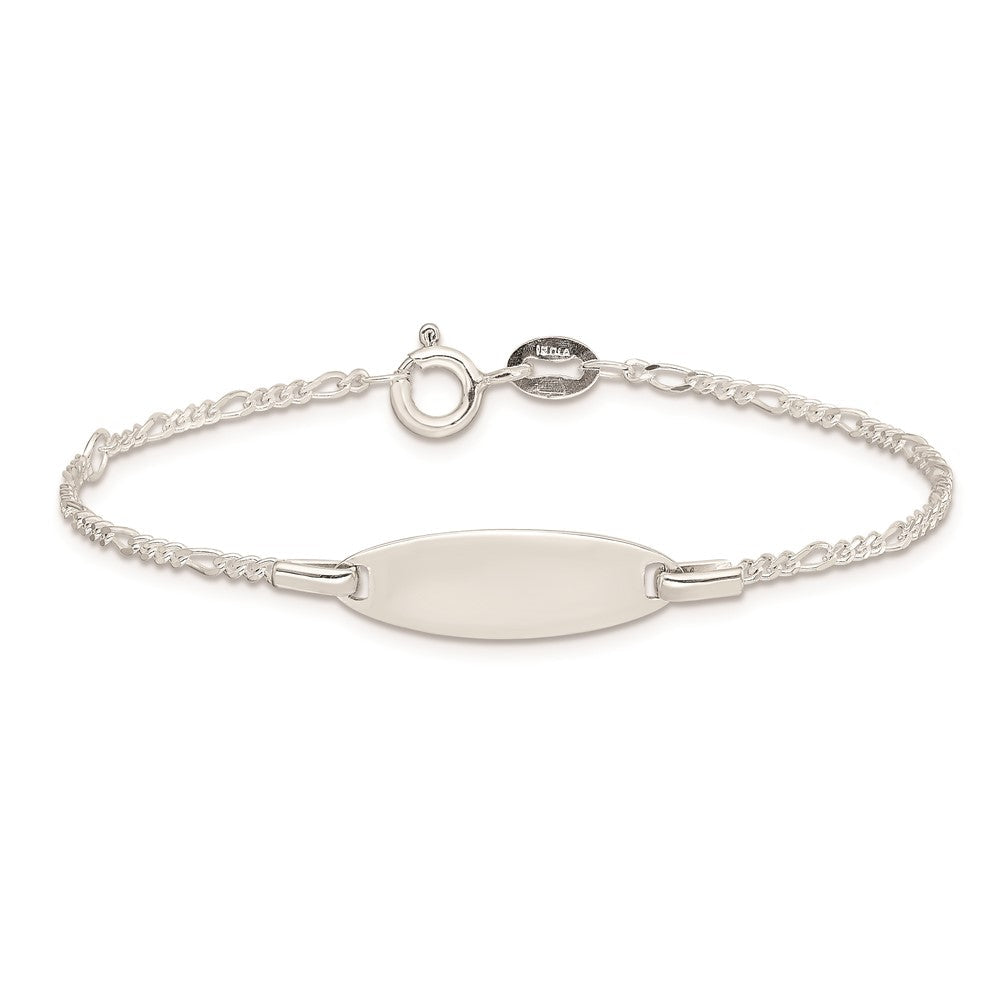 Sterling Silver Childrens 5in Plus 1in Ext ID Figaro Link Bracelet QID65-6