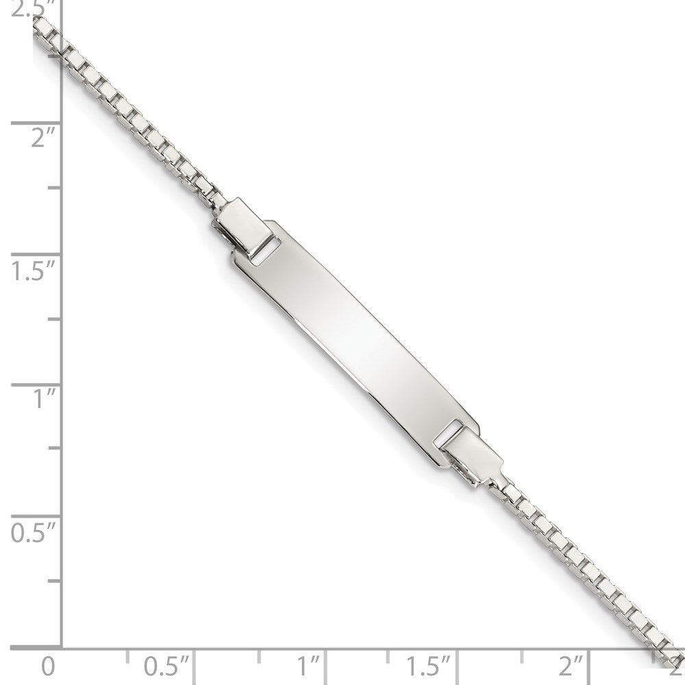 Sterling Silver Engraveable Childrens ID on Box Chain Bracelet QID67-5.5