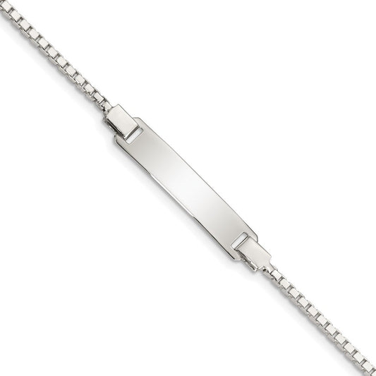 Sterling Silver Engraveable Childrens ID on Box Chain Bracelet QID67-5.5