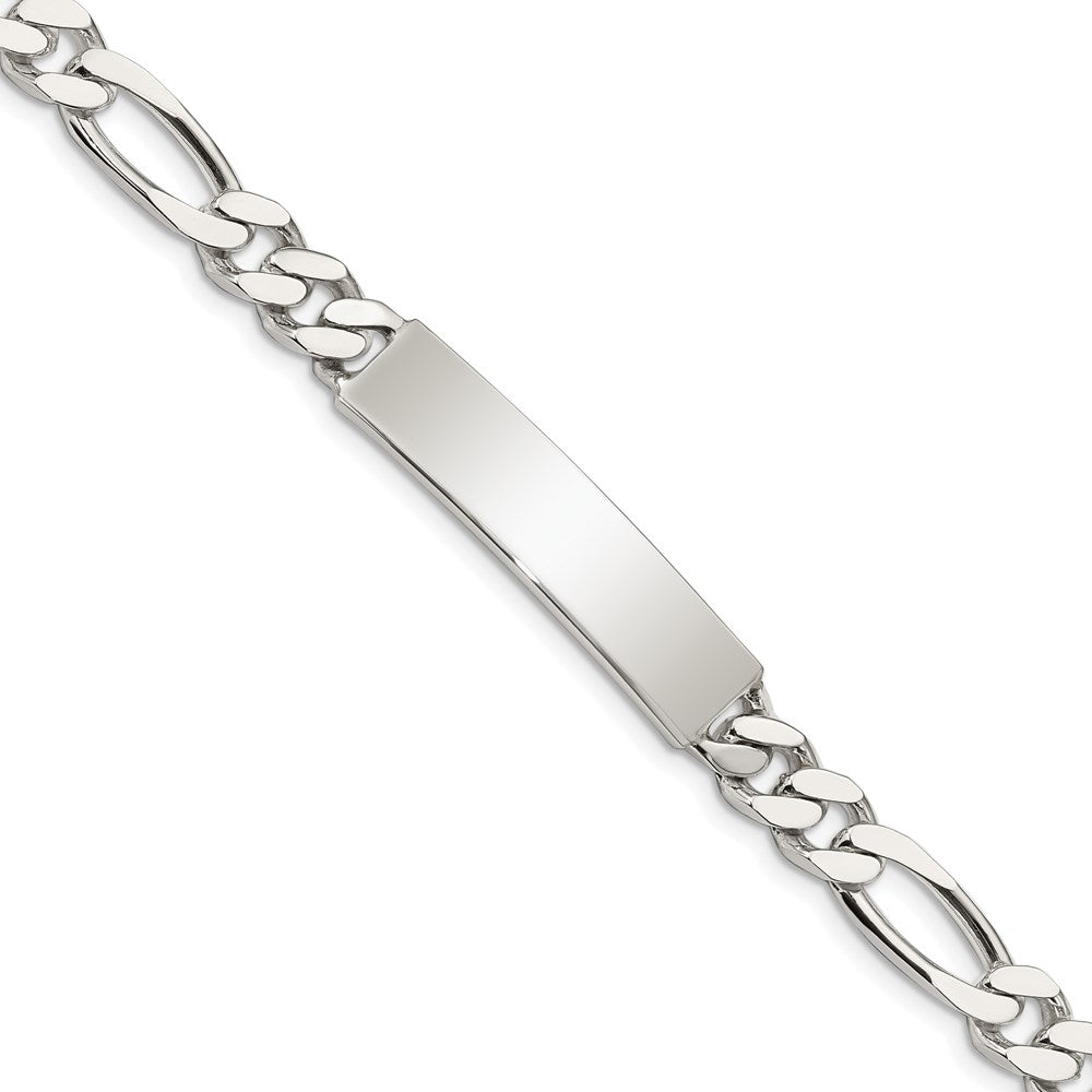 Sterling Silver Polished Engraveable Figaro Link ID Bracelet QID92-7.5
