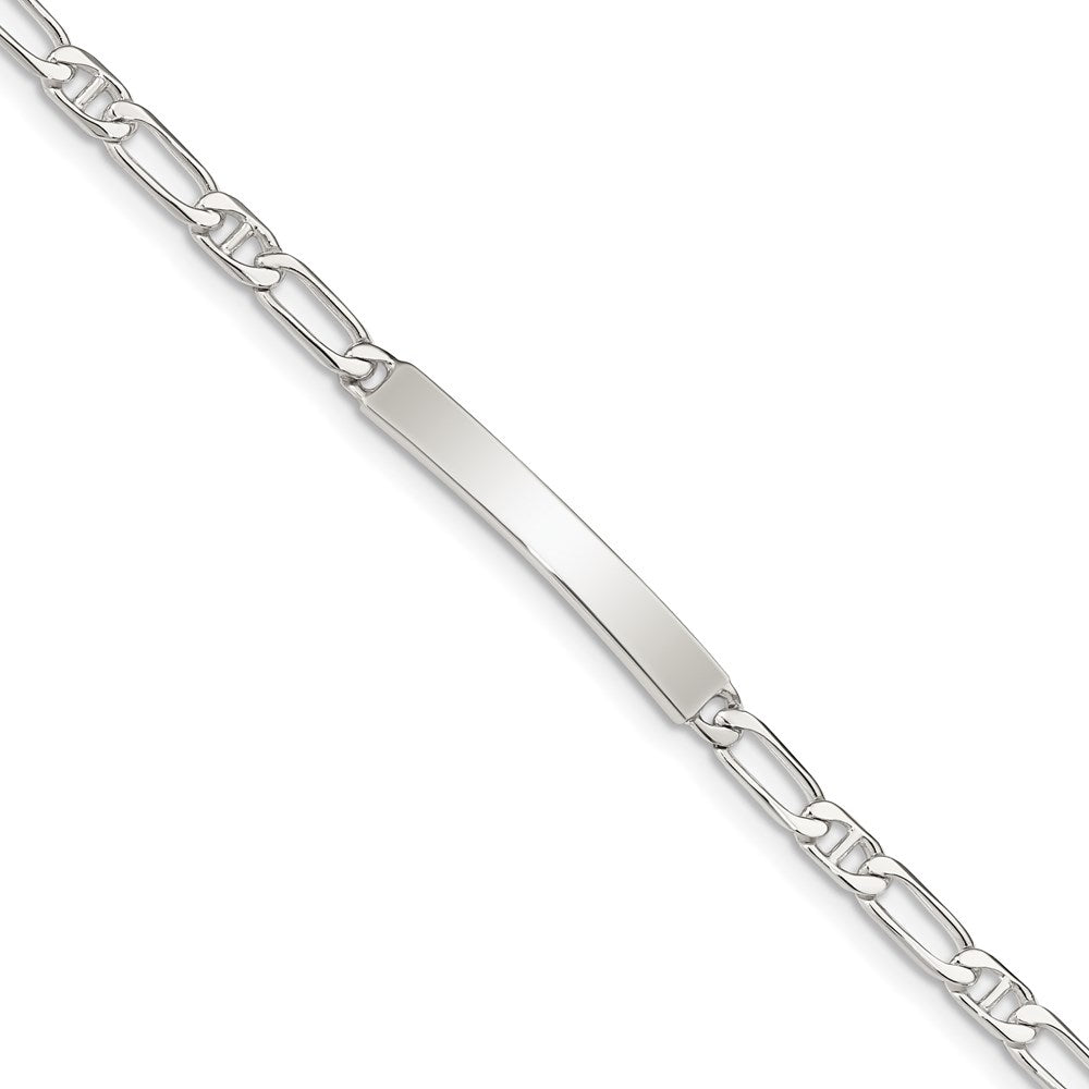 Sterling Silver 8inch Polished Engraveable Anchor Link ID Bracelet QID97-7