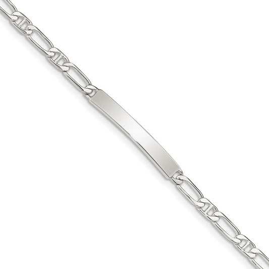 Sterling Silver 8inch Polished Engraveable Anchor Link ID Bracelet QID97-7