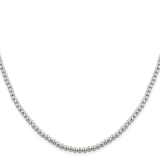 Sterling Silver 4mm Beads on Box ChainQK33