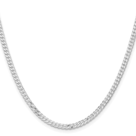 Sterling Silver Rhodium-plated 3.15mm Flat Curb ChainQLB080R