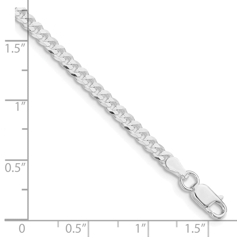 Sterling Silver Rhodium-plated 3.15mm Flat Curb Chain QLB080R-8