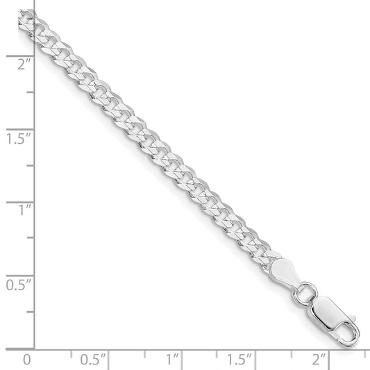 Sterling Silver Rhodium-plated 3.8mm Flat Curb Chain QLB100R-8