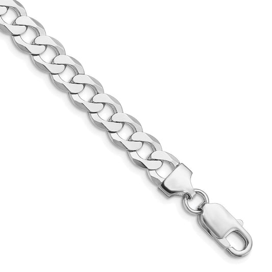 Sterling Silver Rhodium-plated 7.5mm Flat Curb Chain QLB200R-8