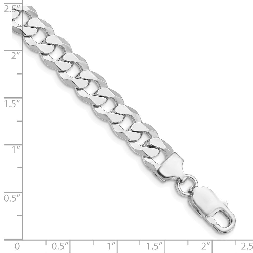 Sterling Silver Rhodium-plated 8.5mm Flat Curb Chain QLB220R-8