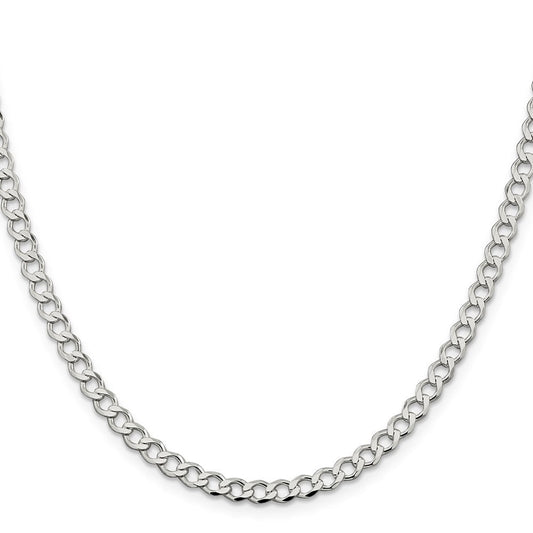 Sterling Silver 4.5mm Semi-solid Flat Curb ChainQLFB100
