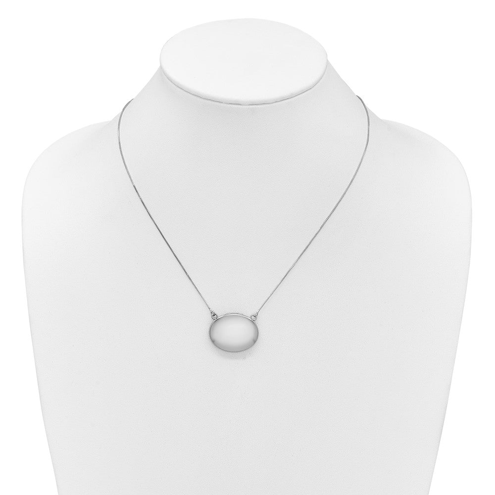 Sterling Silver Rhodium-plated Polished Front/Brushed Back 18.75 inch with 2 inch extension 20mm Oval Locket Necklace QLS1229