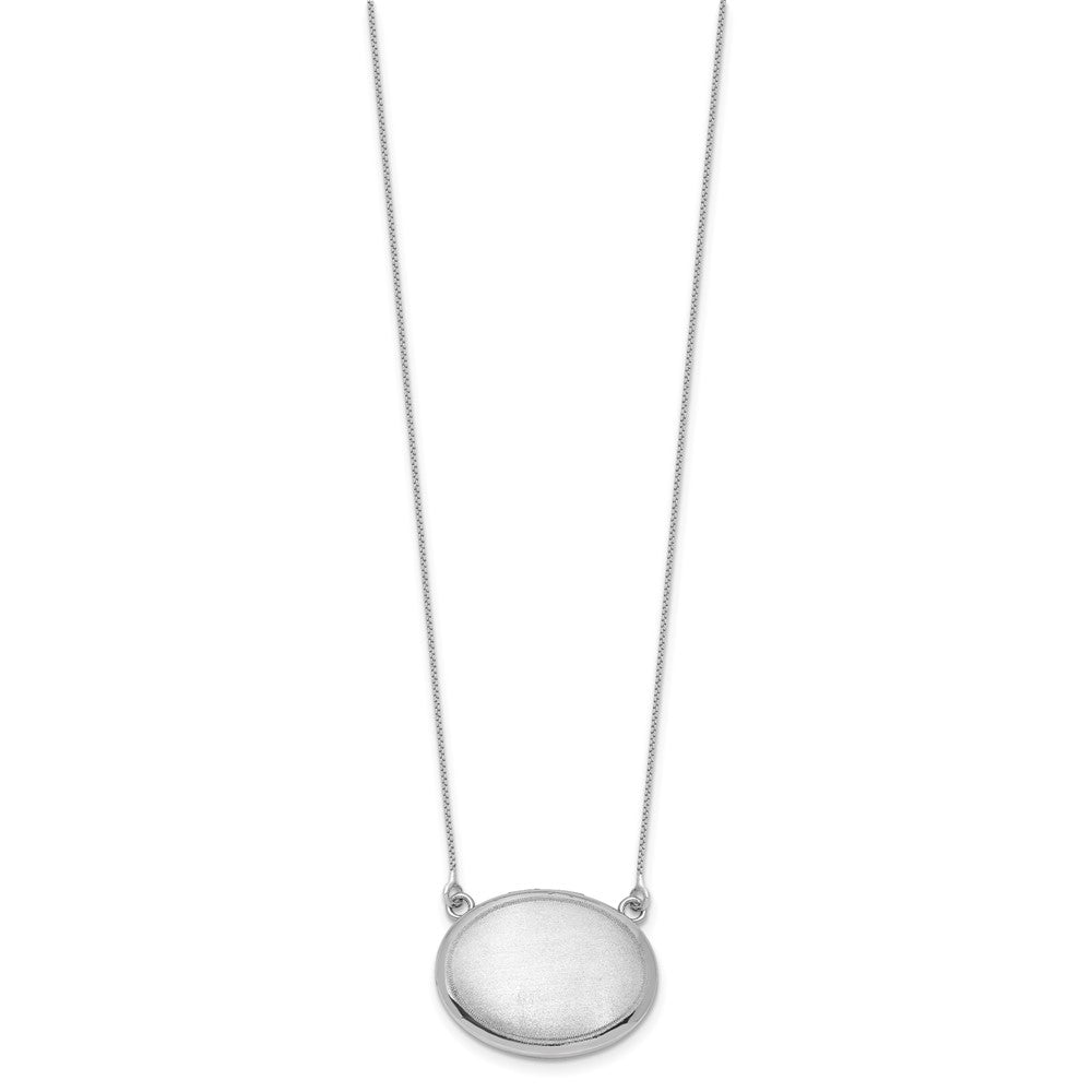 Sterling Silver Rhodium-plated Brushed with Border 18.75 inch with 2 inch extension 20mm Oval Locket Necklace QLS1230