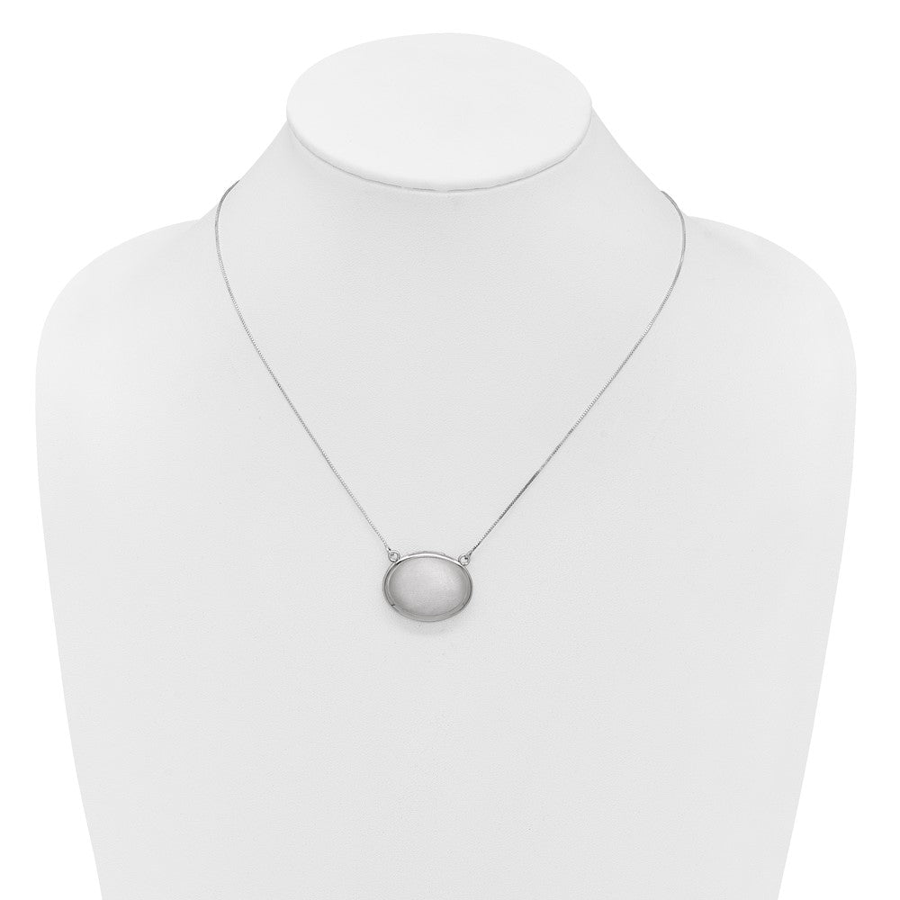 Sterling Silver Rhodium-plated Brushed with Border 18.75 inch with 2 inch extension 20mm Oval Locket Necklace QLS1230