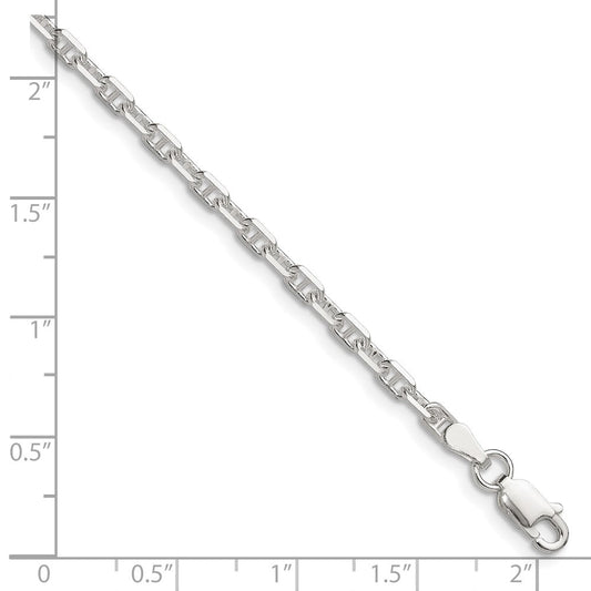Sterling Silver Polished and D/C 3mm Mariner Link Chain QMA080-8