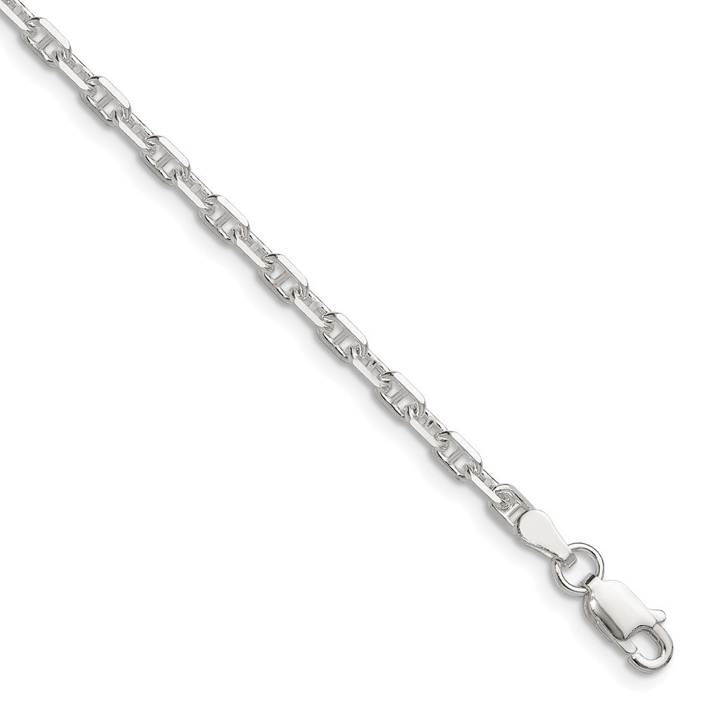 Sterling Silver Polished and D/C 3mm Mariner Link Chain QMA080-8