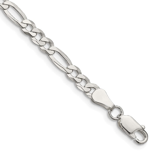 Sterling Silver 4.5mm Lightweight Flat Figaro Chain QMB120-8