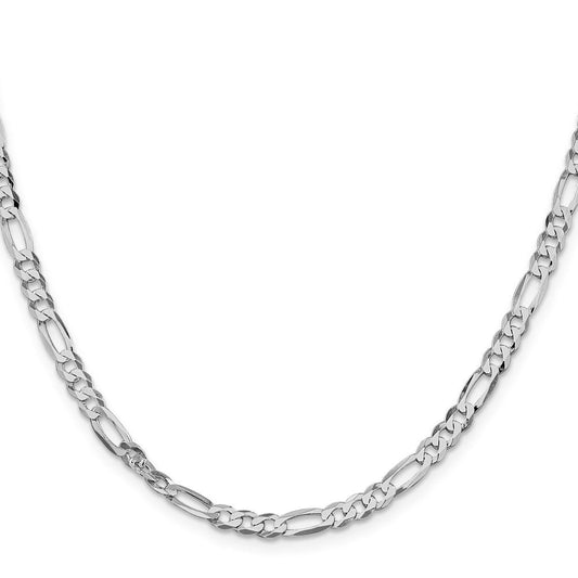 Sterling Silver Rhodium-plated 4.5mm Lightweight Flat Figaro ChainQMB120R